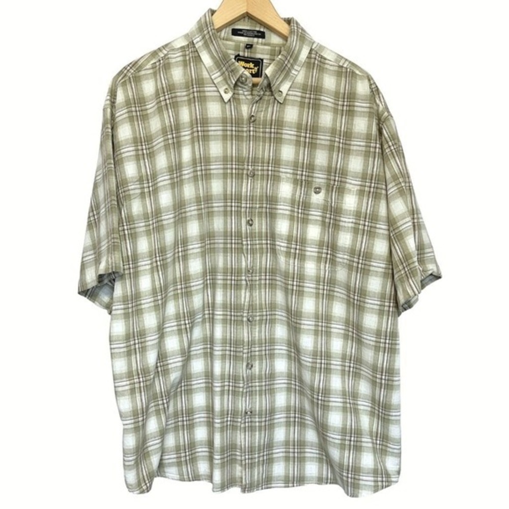 Work‎ Sport Cotton Camp Shirt Mens 2X Short Sleeve Plaid Casual Everyday Rugged